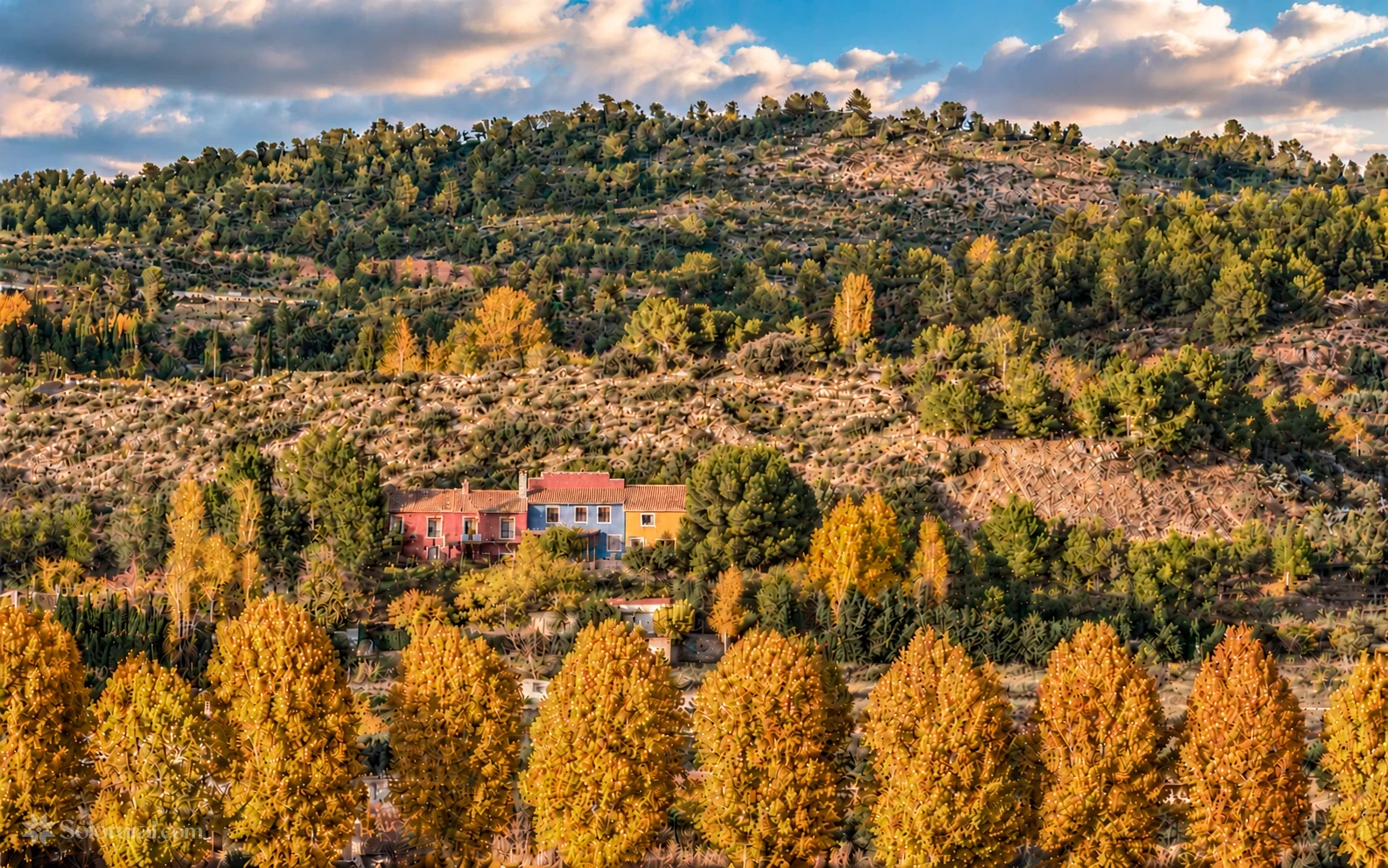 Vista de Caravaca de la Cruz y su entorno en otoño