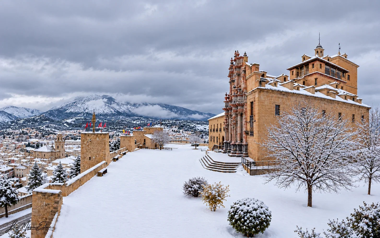La Basílica y su entorno nevado